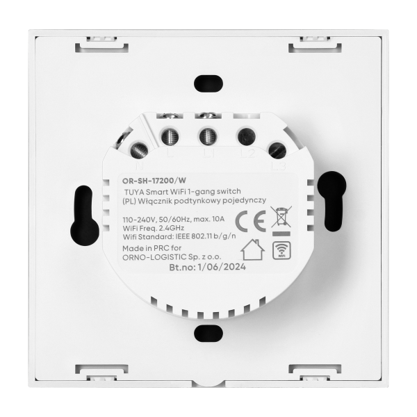 Tuya Smart Wi-Fi flush-mounted 1-gang switch, white