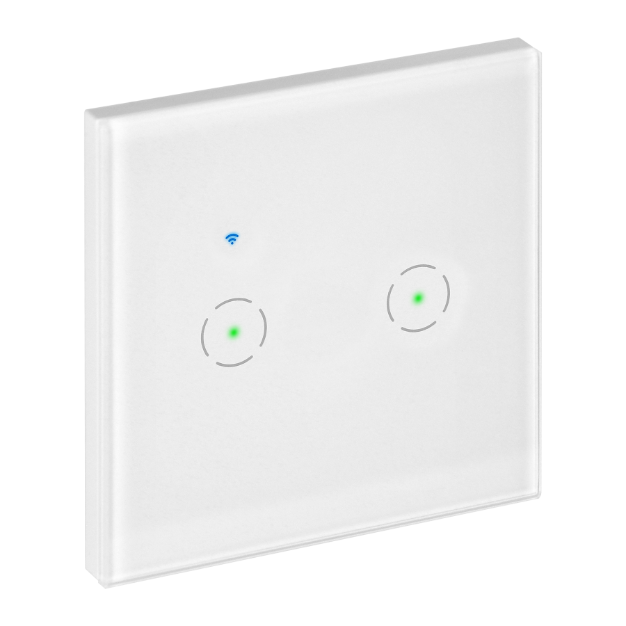 Tuya Smart Wi-Fi flush-mounted 2-gang switch, white