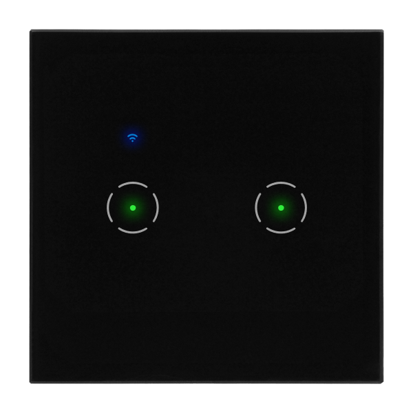 Tuya Smart Wi-Fi flush-mounted 2-gang switch, black Tuya Smart Wi-Fi flush-mounted 2-gang switch, black