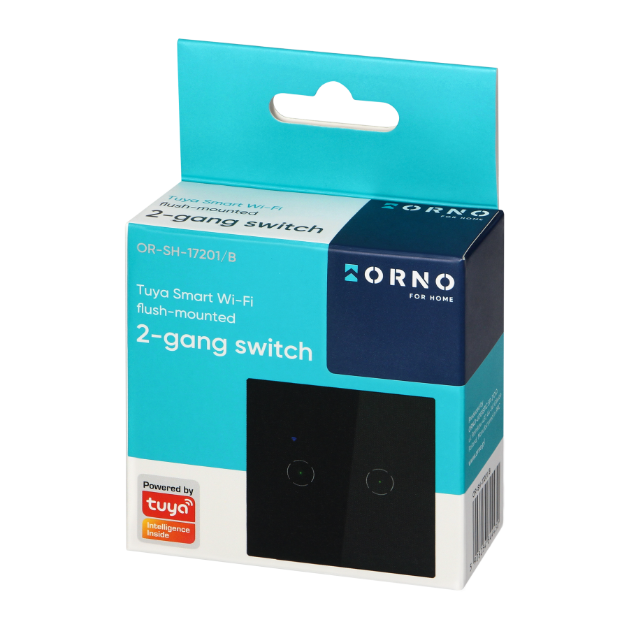 Tuya Smart Wi-Fi flush-mounted 2-gang switch, black