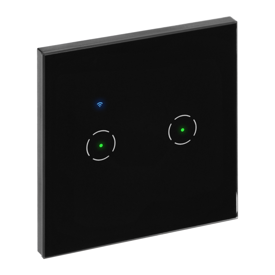 Tuya Smart Wi-Fi flush-mounted 2-gang switch, black
