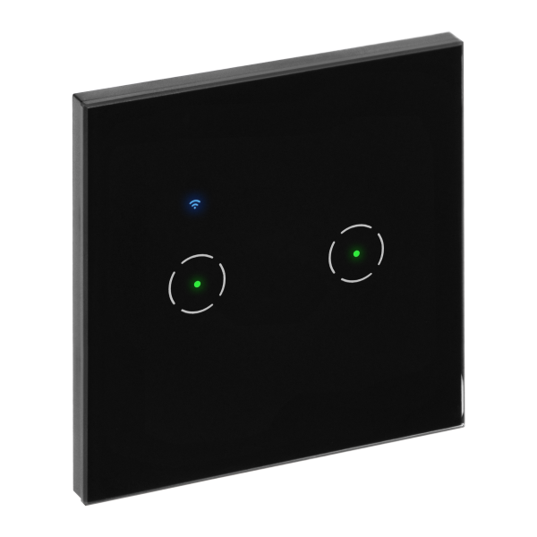 Tuya Smart Wi-Fi flush-mounted 2-gang switch, black Tuya Smart Wi-Fi flush-mounted 2-gang switch, black