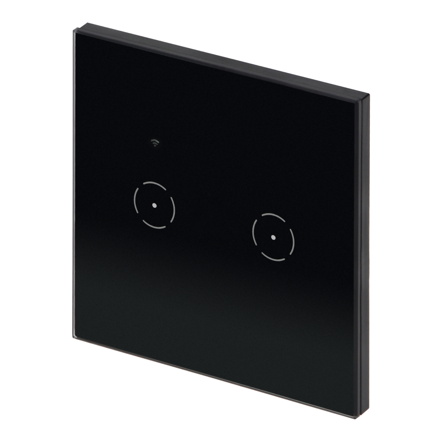 Tuya Smart Wi-Fi flush-mounted 2-gang switch, black