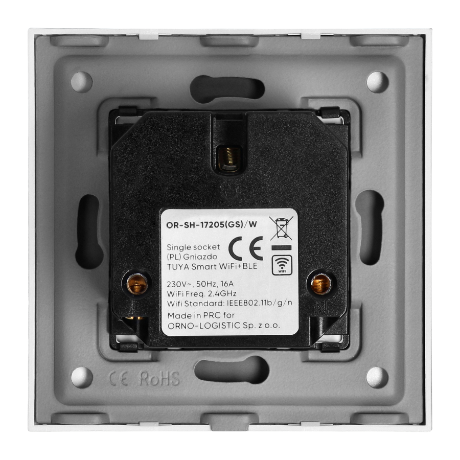 Tuya Smart Wi-Fi flush-mounted single socket, Schuko, white