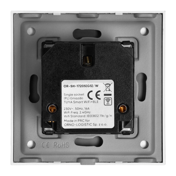 Tuya Smart Wi-Fi flush-mounted single socket, Schuko, white