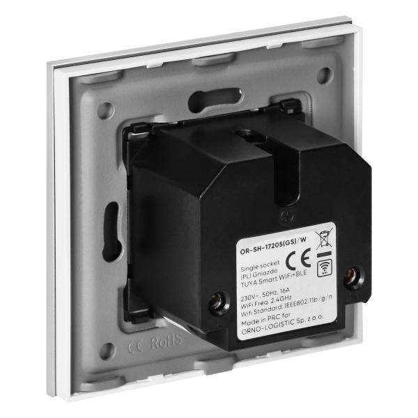 Tuya Smart Wi-Fi flush-mounted single socket, Schuko, white