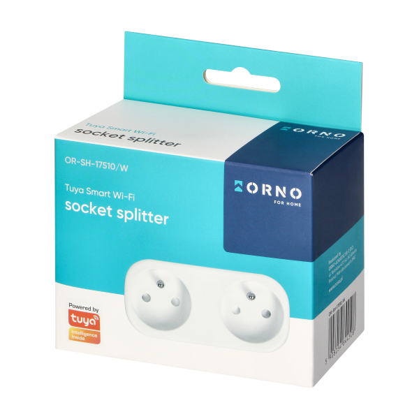 Tuya Smart Wi-Fi wireless double socket splitter, white