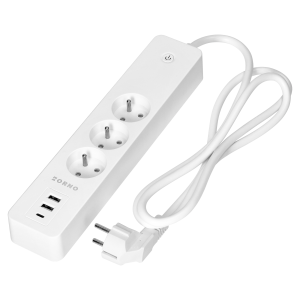 Przedłużacz z 3 gniazdami z uziemieniem i wyłącznikiem 3xUSB, Tuya Smart Wi-Fi, biały