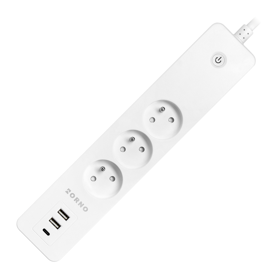 Przedłużacz z 3 gniazdami z uziemieniem i wyłącznikiem 3xUSB, Tuya Smart Wi-Fi, biały
