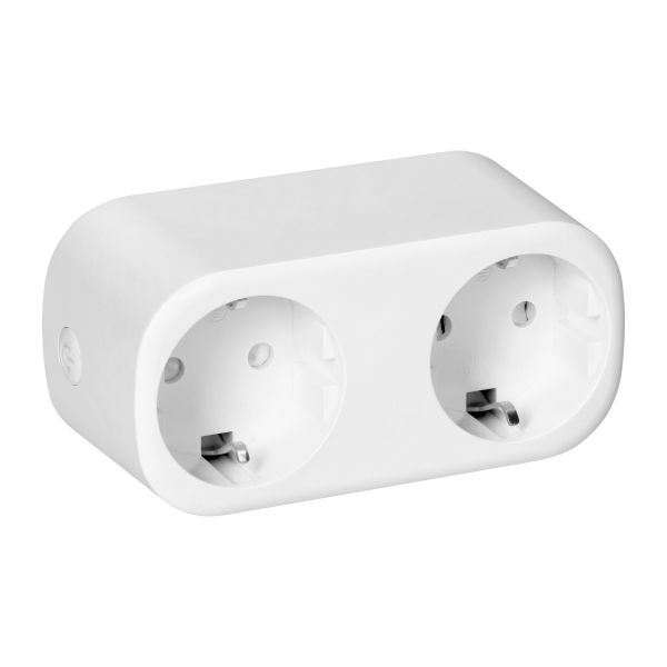 Tuya Smart Wi-Fi wireless double socket splitter, Schuko, white Tuya Smart Wi-Fi wireless double socket splitter, Schuko, white