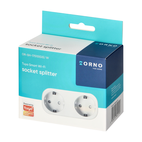 Tuya Smart Wi-Fi wireless double socket splitter, Schuko, white Tuya Smart Wi-Fi wireless double socket splitter, Schuko, white