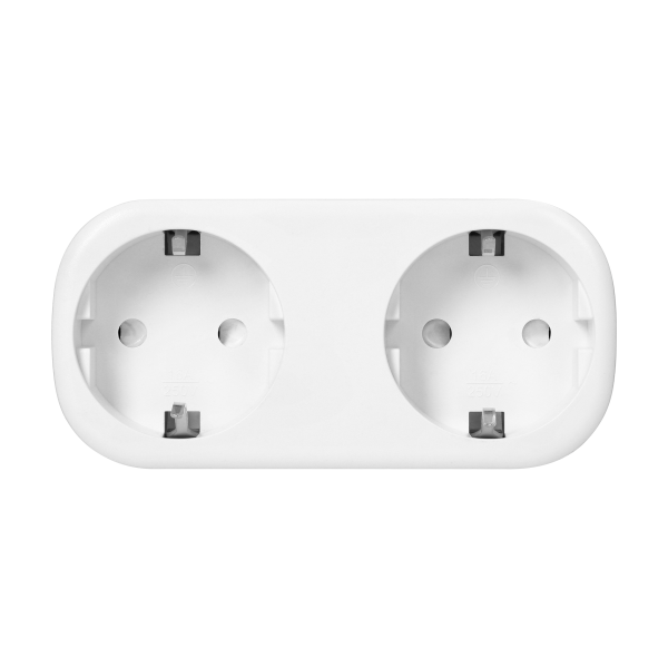 Tuya Smart Wi-Fi wireless double socket splitter, Schuko, white Tuya Smart Wi-Fi wireless double socket splitter, Schuko, white