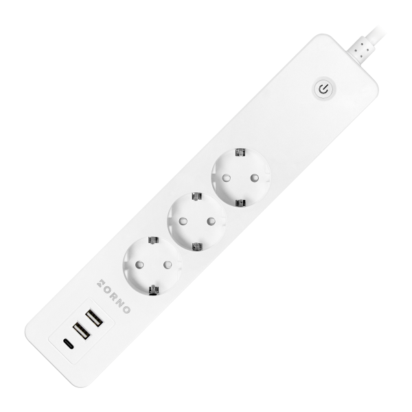 Przedłużacz z 3 gniazdami Schuko z uziemieniem i wyłącznikiem 3xUSB, Tuya Smart Wi-Fi, biały Przedłużacz z 3 gniazdami Schuko z uziemieniem i wyłącznikiem 3xUSB, Tuya Smart Wi-Fi, biały
