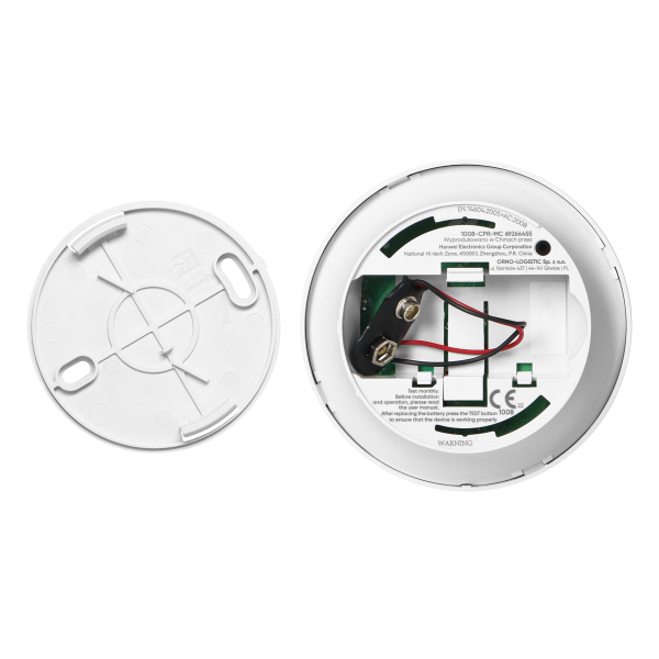 Battery-powered smoke detector, 9V battery, lifetime 10 years