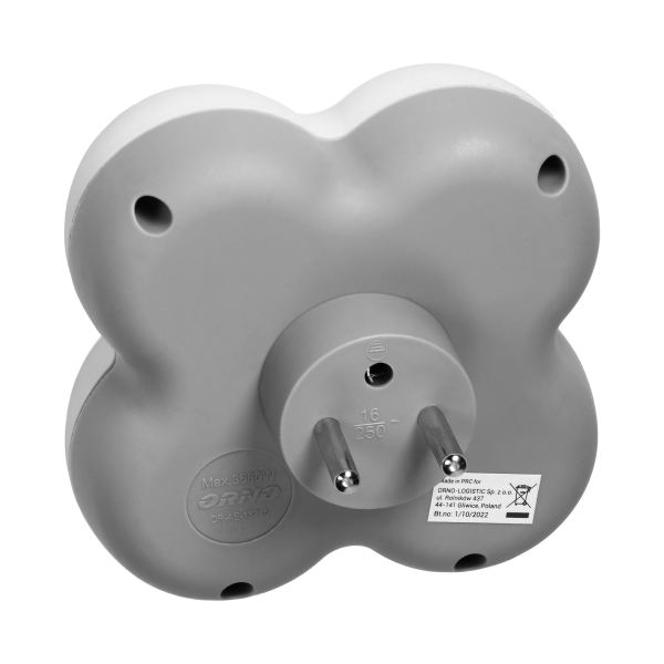 Power socket splitter 4x2P+E, white-grey