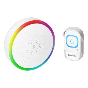 ENTIKO DC, wireless battery-powered doorbell, learning system, 60 sounds, 300m, white