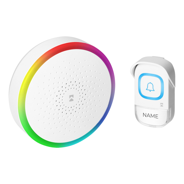 ENTIKO DC, wireless battery-powered doorbell, learning system, 60 sounds, 300m, white