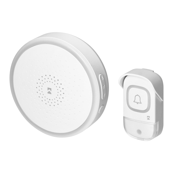 ENTIKO DC, wireless battery-powered doorbell, learning system, 60 sounds, 300m, white