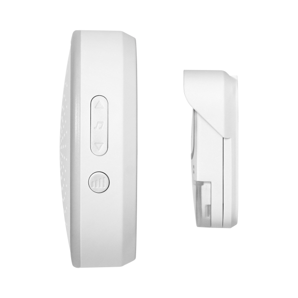 ENTIKO DC, wireless battery-powered doorbell, learning system, 60 sounds, 300m, white