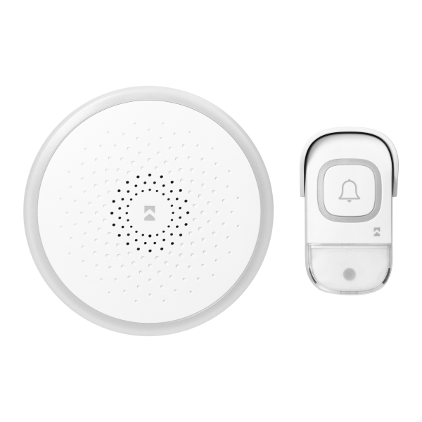 ENTIKO AC, wireless mains-powered doorbell, learning system, 60 sounds, 300m, white