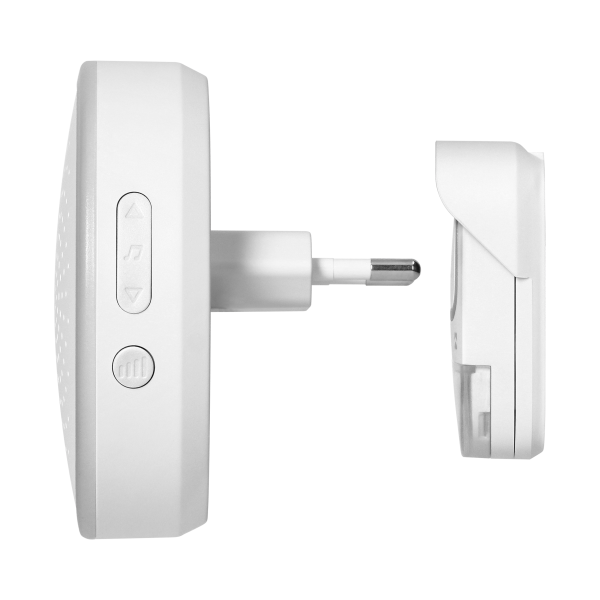 ENTIKO AC, wireless mains-powered doorbell, learning system, 60 sounds, 300m, white