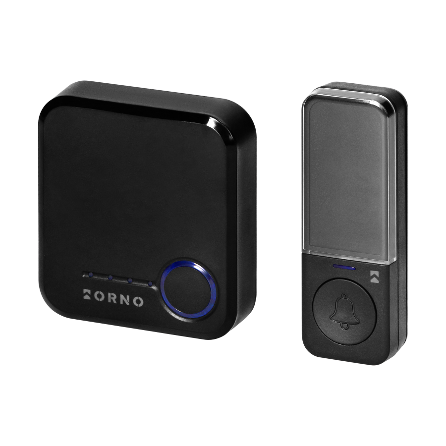 SIGO AC, wireless mains-powered doorbell with battery-free transmitter, Wi-Fi, learning system, 52 sounds, 200m, black