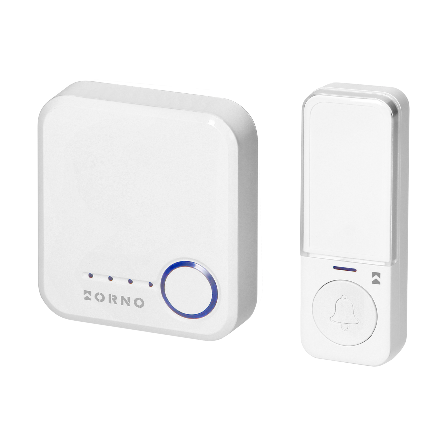 SIGO AC SOS, wireless mains-powered doorbell with battery-free door transmitter and battery-powered SOS transmitter, Wi-Fi, learning system, 52 sounds, 200m, white