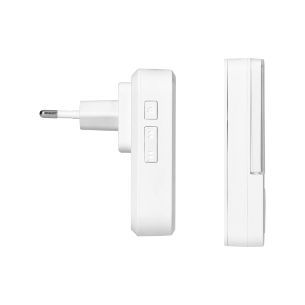 SIGO AC SOS, wireless mains-powered doorbell with battery-free door transmitter and battery-powered SOS transmitter, Wi-Fi, learning system, 52 sounds, 200m, white