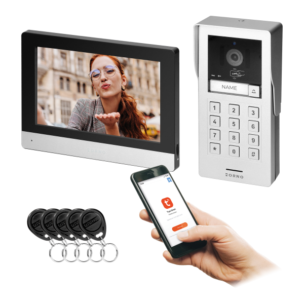 GAYD, zestaw wideodomofonowy jednorodzinny, 2-żyłowy, 8", Wi-Fi, ekran dotykowy, 2MP Full HD, RFID, szyfrator