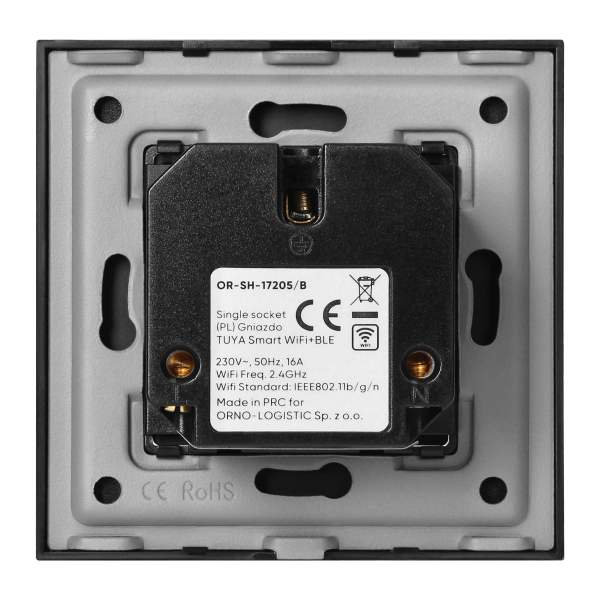 Tuya Smart Wi-Fi flush-mounted single socket, black