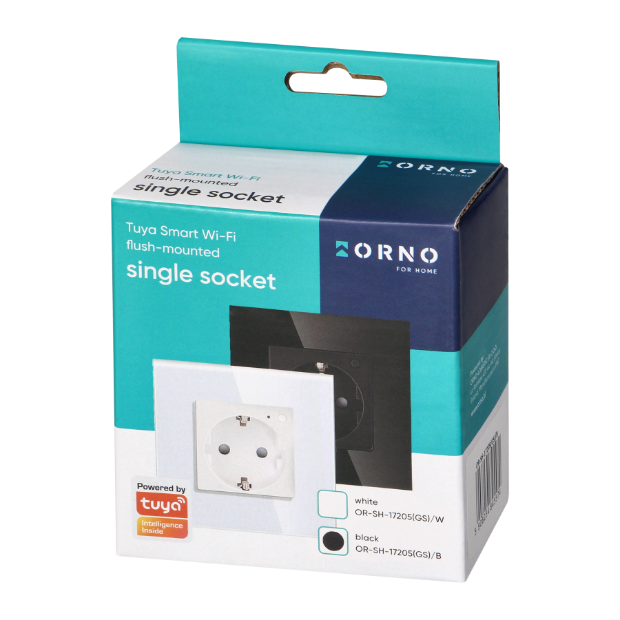 Tuya Smart Wi-Fi flush-mounted single socket, Schuko, black