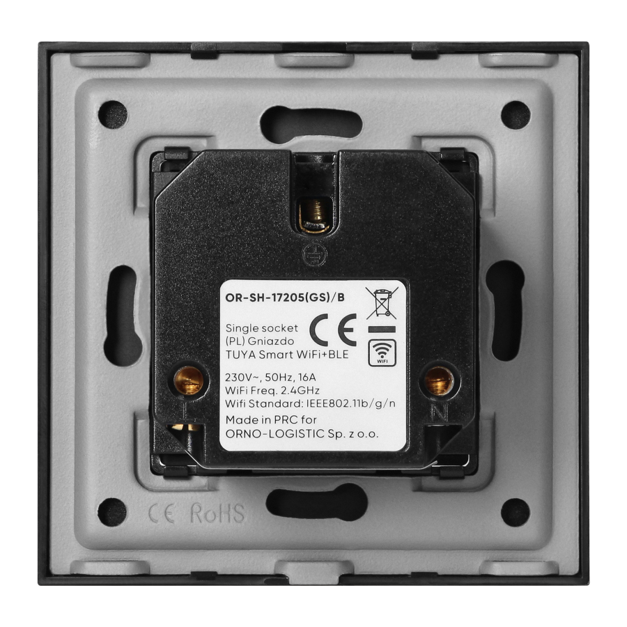 Gniazdo pojedyncze Tuya Smart Wi-Fi, Schuko, czarne