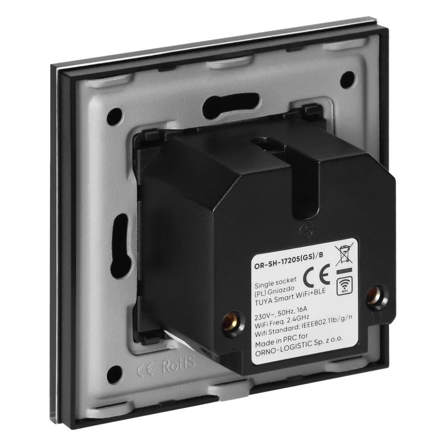 Tuya Smart Wi-Fi flush-mounted single socket, Schuko, black