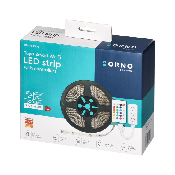 LED strip IP65 RGBW 5 m + PSU and controller, Tuya Smart Wi-Fi