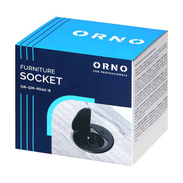 Furniture socket with USB charger, 1.9m cable, 1x2P+E (French), 1xUSB (type C; PD20W), black