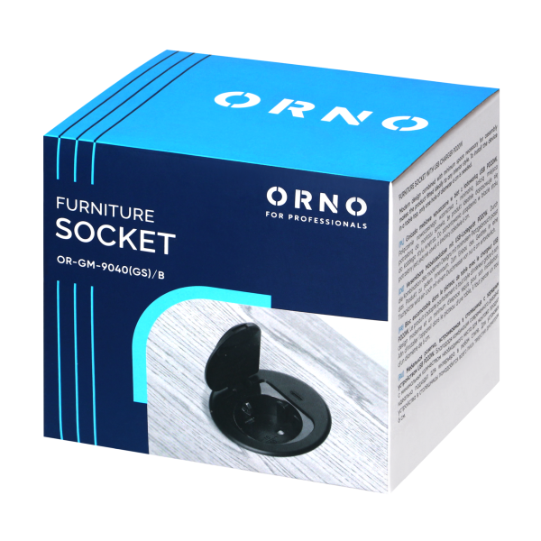 Gniazdo meblowe Ø6cm wpuszczane w blat z pokrywką, ładowarką USB i przewodem 1,9m, 1x2P+Z (Schuko), 1xUSB (typ C; 20W), czarne