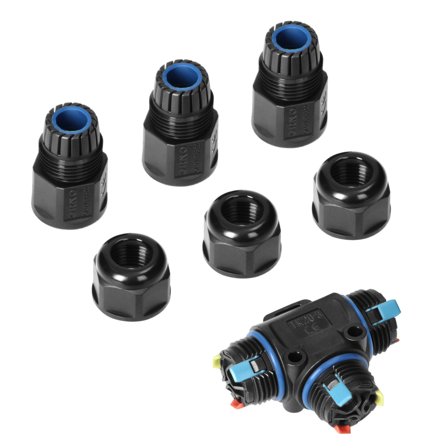 Cable Connector, T-type with quick connector, IP68 3x4mm², 400V/25A