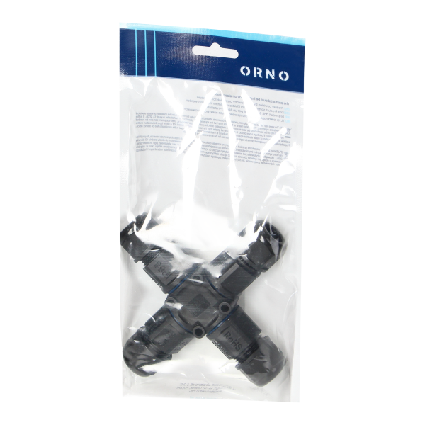 Cable Connector 4-way, X-type with quick connector, IP68 3x4mm², 400V/25A