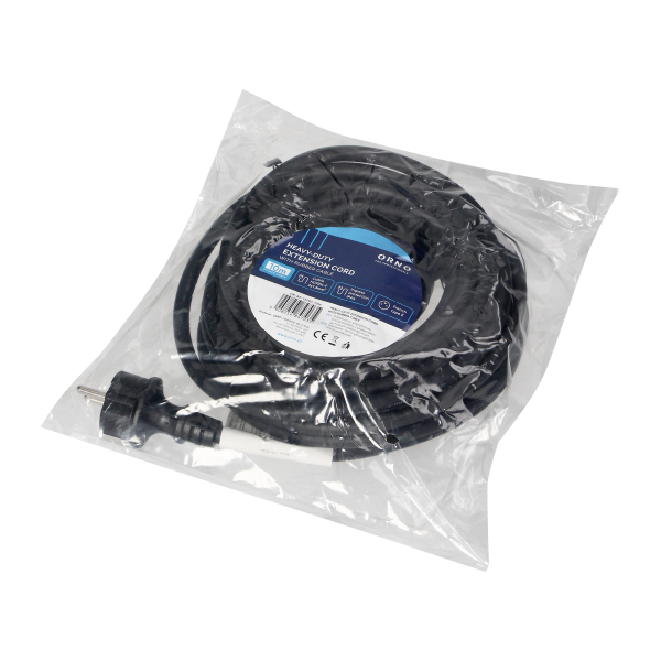 Heavy-duty extension cord with rubber cord 10m long, IP44