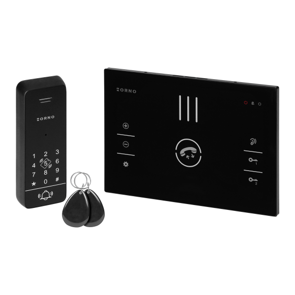 SANDI, single family audio doorphone set, handset free, 2-wire, codelock, RFID, black