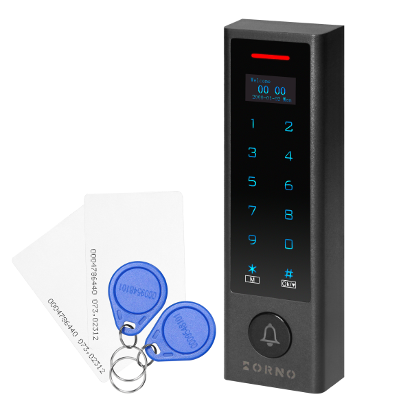 Code lock with card and proximity tags reader, OLED display, Wi-Fi, IP68, 1-relay output (2A), Powered by TUYA