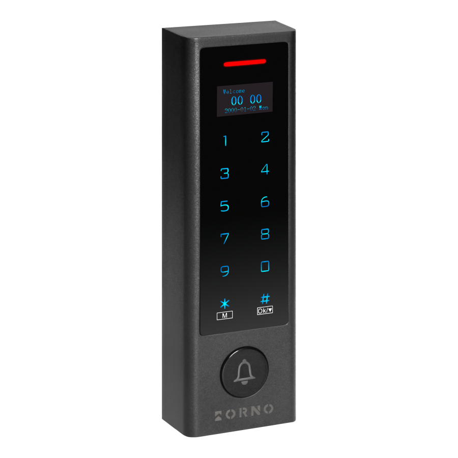Code lock with card and proximity tags reader, OLED display, Wi-Fi, IP68, 1-relay output (2A), Powered by TUYA