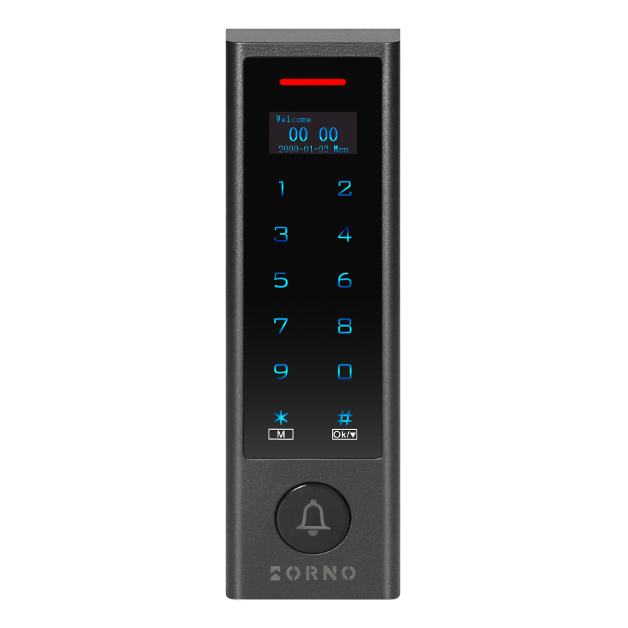 Code lock with card and proximity tags reader, OLED display, Wi-Fi, IP68, 1-relay output (2A), Powered by TUYA