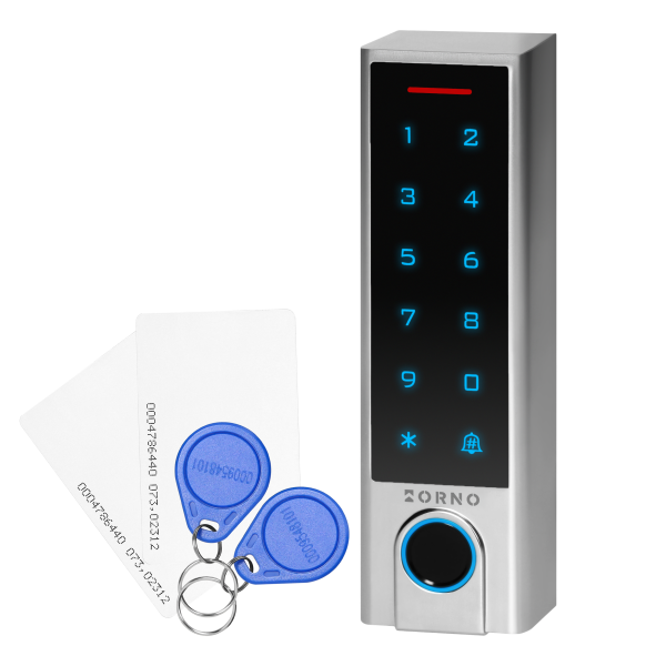 Code lock with proximity card/tags reader and fingerprint reader, Wi-Fi, slim design, IP68, 1 relay output (2A), Powered by Tuya
