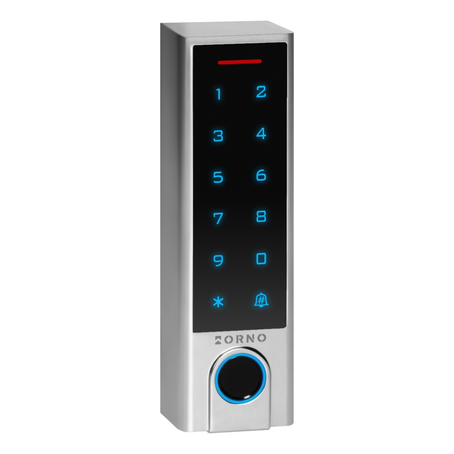Code lock with proximity card/tags reader and fingerprint reader, Wi-Fi, slim design, IP68, 1 relay output (2A), Powered by Tuya