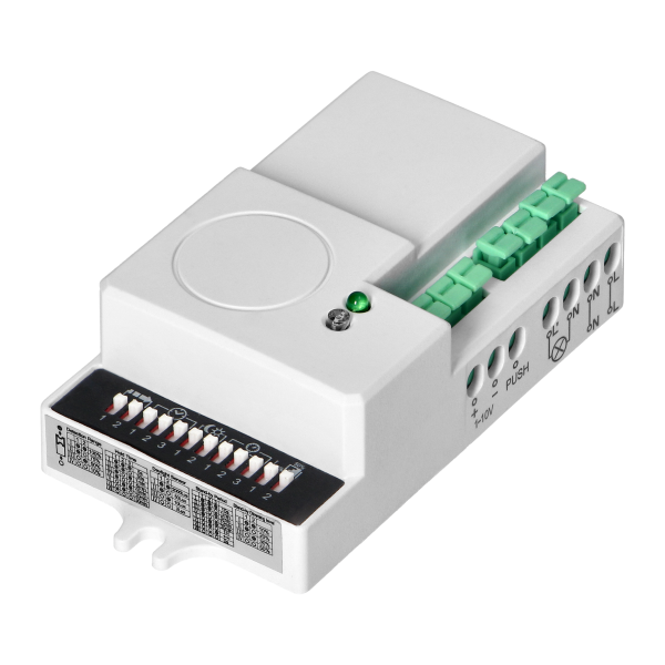 Mikrofalowy czujnik ruchu mini ze ściemniaczem, 360/180st. z regulacją zworkową, IP20, 1200W