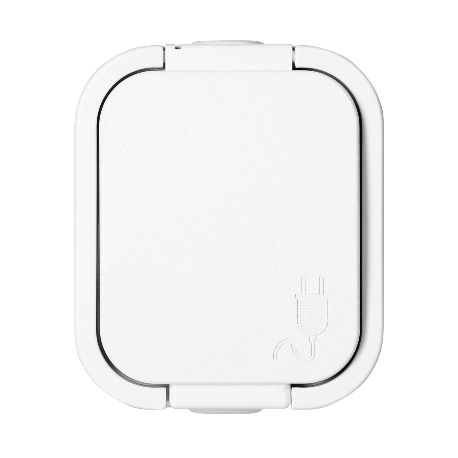 Surface-mounted single socket 2P+E, splash-proof with cover B2, IP54, NT-16B2, white