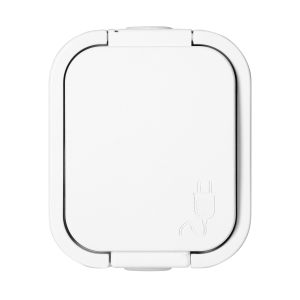 Surface-mounted single socket 2P+E, splash-proof with cover B2, IP54, NT-16B2, white
