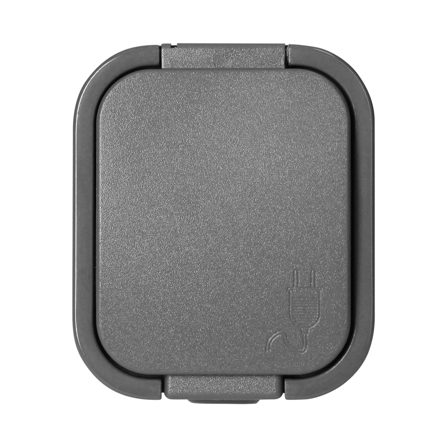 Surface-mounted single socket 2P+E, splash-proof with cover B2, IP54, NT-16B2, gray