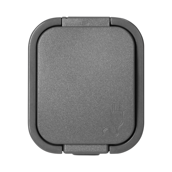 Surface-mounted single socket 2P+E, splash-proof with cover B2, IP54, NT-16B2, gray